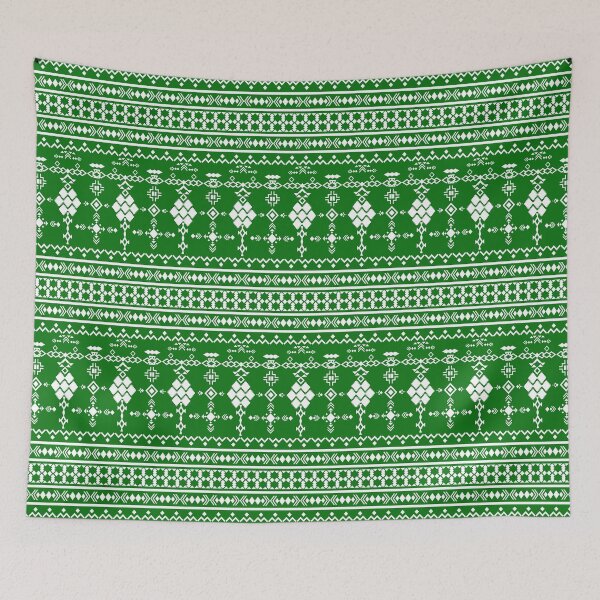 Item preview, Green and White Ethnic Seamless Pattern for Fabric, Holiday Sweater, and Digital Wallpaper Design designed and sold by DesignByNui.