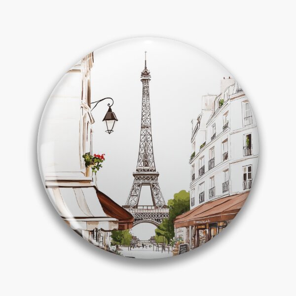 Item preview, Retro black and white Paris city view with vintage graphite Eiffel Tower scene designed and sold by Encreable.