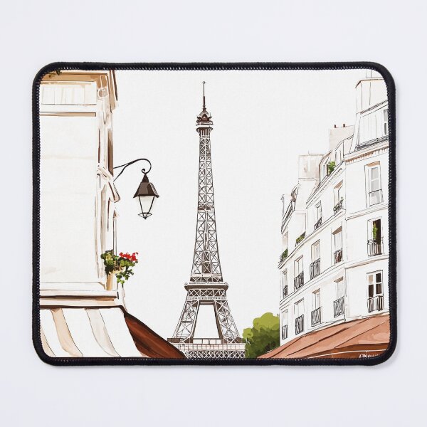 Item preview, Retro black and white Paris city view with vintage graphite Eiffel Tower scene designed and sold by Encreable.