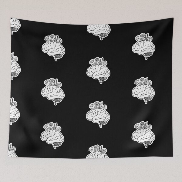 Item preview, Grow Positive Thoughts - Floral Brain Line Art designed and sold by MotivAura.