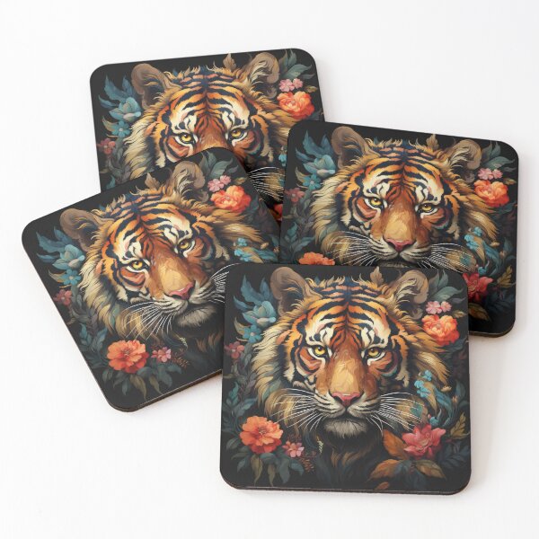 Item preview, Majestic Tiger Surrounded by Vibrant Floral Jungle designed and sold by Daagath.
