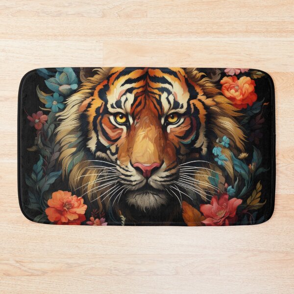 Item preview, Majestic Tiger Surrounded by Vibrant Floral Jungle designed and sold by Daagath.