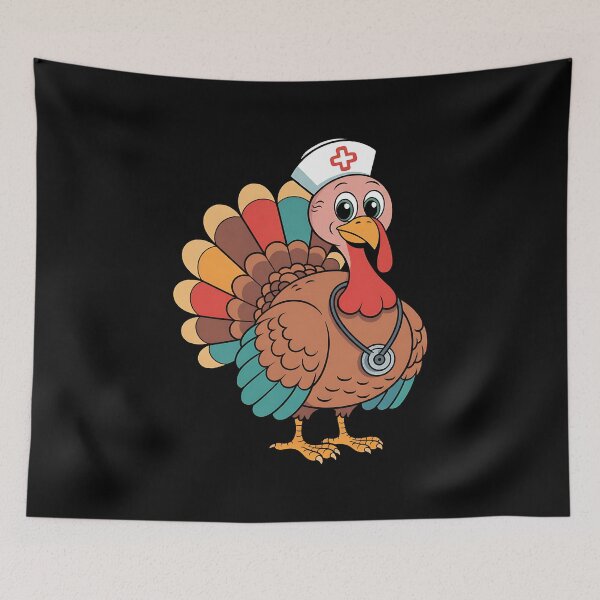 Item preview, Turkey Nurse Stethoscope Thanksgiving Fall Scrub Top designed and sold by BakeryDozen.