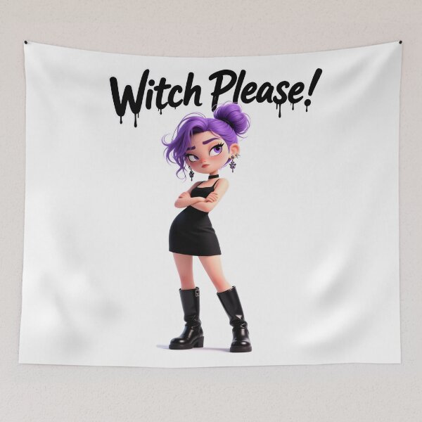 Item preview, Purple-haired witch in black fashion designed and sold by ArtCreator2023.
