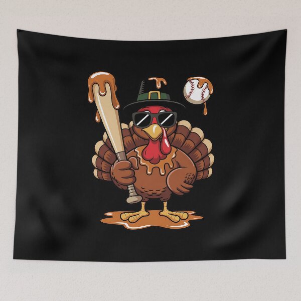 Item preview, Turkey Playing Baseball Ice Cream Drip Thanksgiving designed and sold by BakeryDozen.