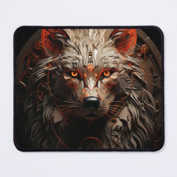 Item preview, Cybernetic Wolf with Glowing Eyes and Steampunk Detail designed and sold by Daagath.