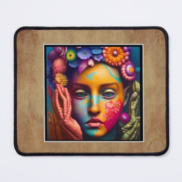 Item preview, Bright colorful woman with a strange artistic flowery face designed and sold by Henrybubbles400.