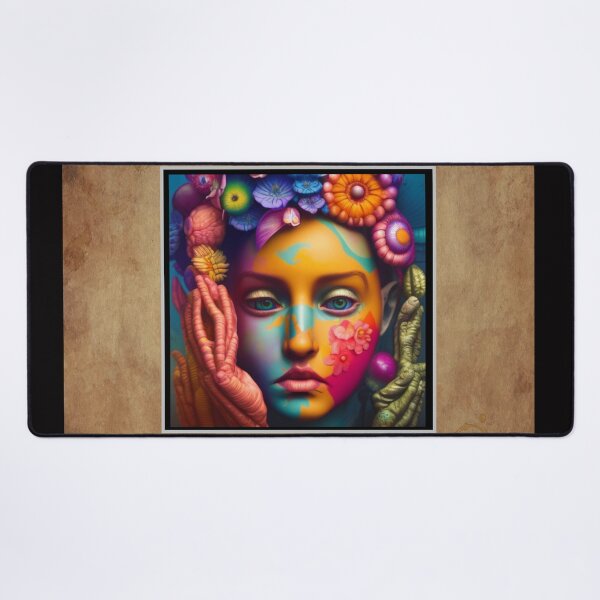 Item preview, Bright colorful woman with a strange artistic flowery face  designed and sold by Henrybubbles400.