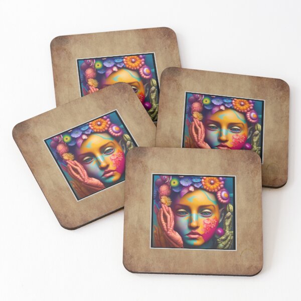 Item preview, Bright colorful woman with a strange artistic flowery face  designed and sold by Henrybubbles400.