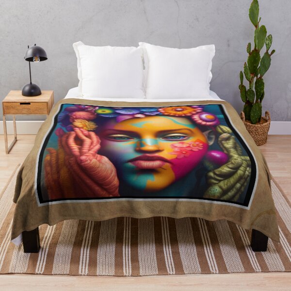 Item preview, Bright colorful woman with a strange artistic flowery face  designed and sold by Henrybubbles400.
