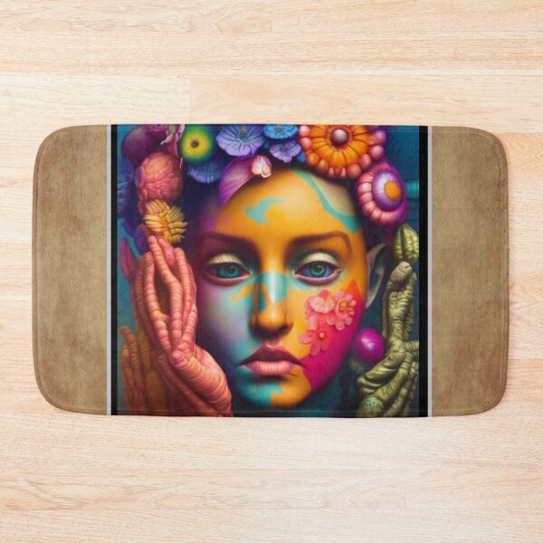 Item preview, Bright colorful woman with a strange artistic flowery face  designed and sold by Henrybubbles400.