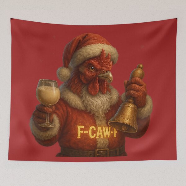 Item preview, F-CAW-F Santa Rooster – Drunk Christmas Chicken Dark Humor Design designed and sold by TrendTribeTP.