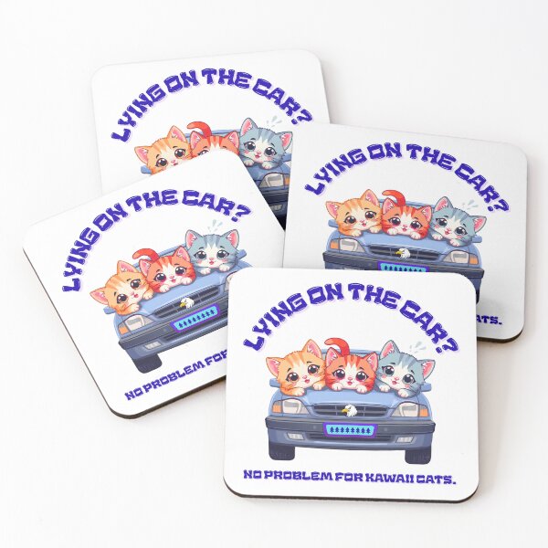 Item preview, Lying on the car? No problem with kawaii cats. designed and sold by Newprojectart.