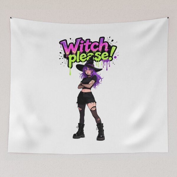Item preview, Stylish witch with purple hair and hat designed and sold by ArtCreator2023.