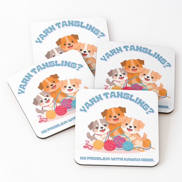Item preview, Yarn tangling? No problem with kawaii dogs. designed and sold by Newprojectart.