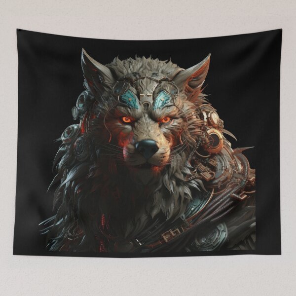 Item preview, Cyber Wolf Enforcer with Fiery Eyes and Tech Armor designed and sold by Daagath.
