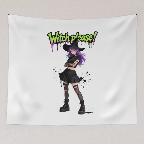 Item preview, Purple-haired witch with a modern streetwear look designed and sold by ArtCreator2023.