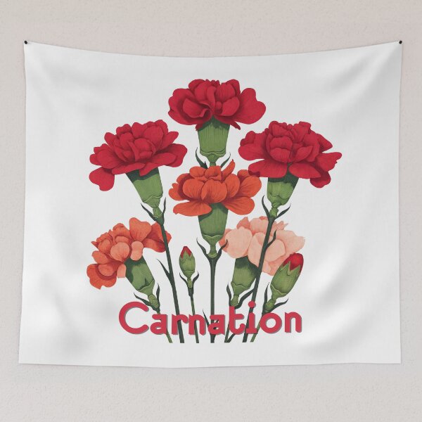 Item preview, Vintage Carnation Bloom – Elegant Botanical Illustration in Red, Pink & Orange designed and sold by ForeverPrintsOK.