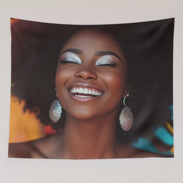 Item preview, Smiling woman in bright colors designed and sold by anytka.