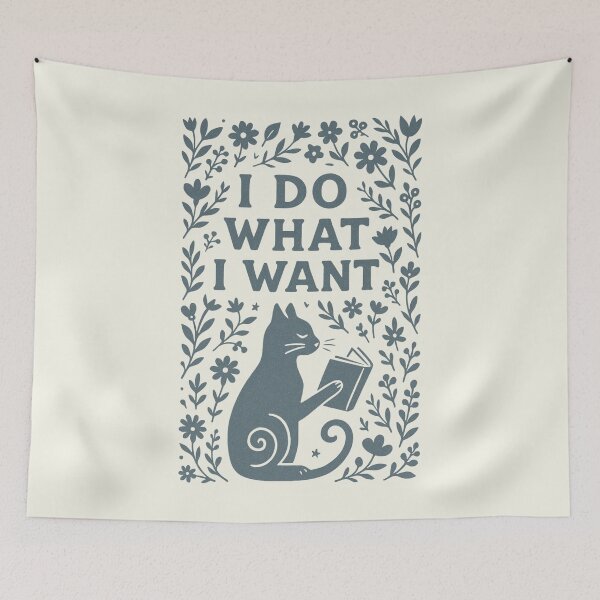 Item preview, I Do What I Want Cat Bookworm Boho Floral Vintage designed and sold by SunfullyYours.