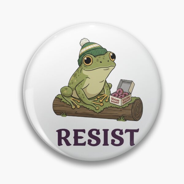 Item preview, Portland Frog Resisting Donuts Illustration designed and sold by DroolWorthyUS.