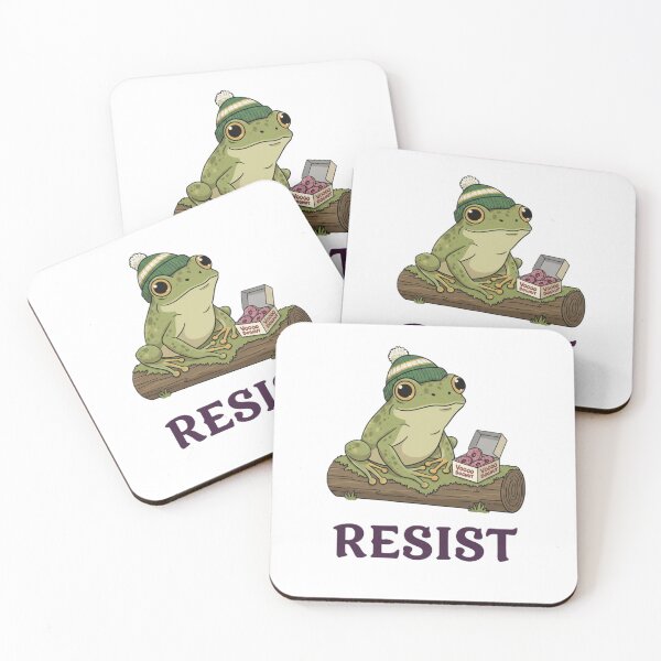 Item preview, Portland Frog Resisting Donuts Illustration designed and sold by DroolWorthyUS.
