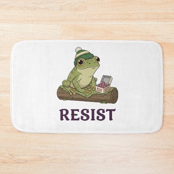 Item preview, Portland Frog Resisting Donuts Illustration designed and sold by DroolWorthyUS.