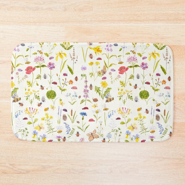 Item preview, hand painted botanical colourful countryside wildflowers and bugs watercolour painting designed and sold by ColorandColor.