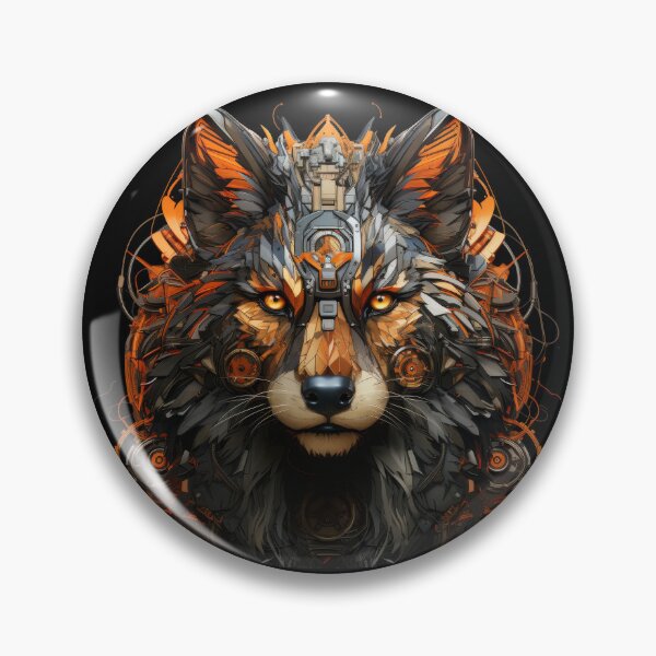 Item preview, Cybernetic Fox-Wolf Hybrid with Neon Orange Tech designed and sold by Daagath.