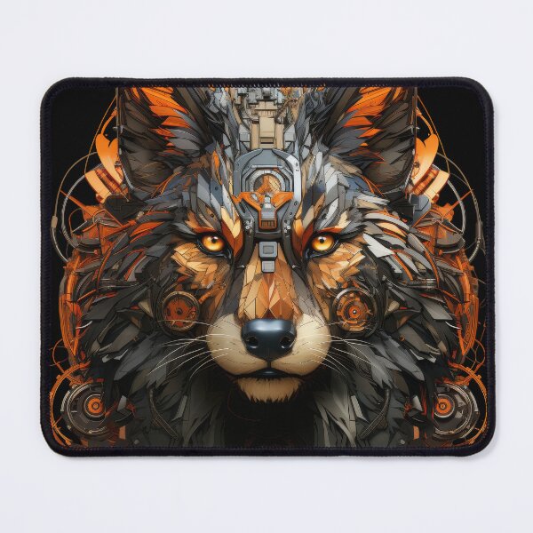 Item preview, Cybernetic Fox-Wolf Hybrid with Neon Orange Tech designed and sold by Daagath.