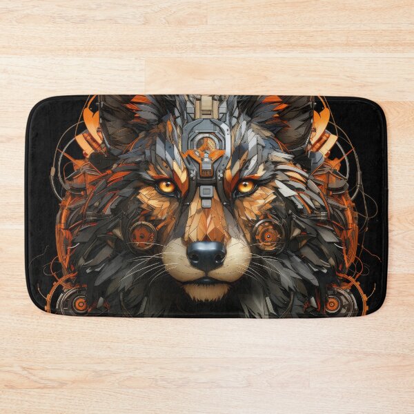 Item preview, Cybernetic Fox-Wolf Hybrid with Neon Orange Tech designed and sold by Daagath.