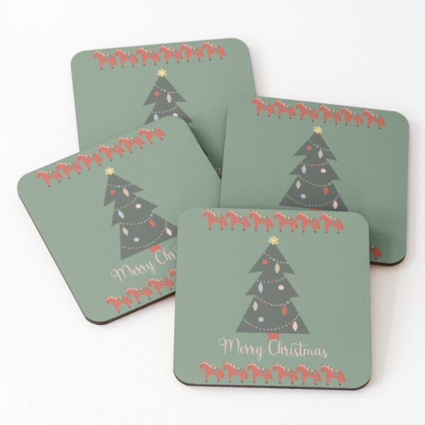 Item preview, Horse & Christmas tree - Christmas design in warm colors red and green designed and sold by EMJAYHeiss.