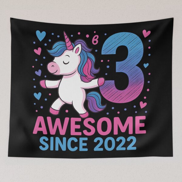 Item preview, Cute Unicorn Birthday Shirt for 3 Year Old Girls Awesome Since 2022 Magical Rainbow Party Tee Gift designed and sold by DrawHandArt.