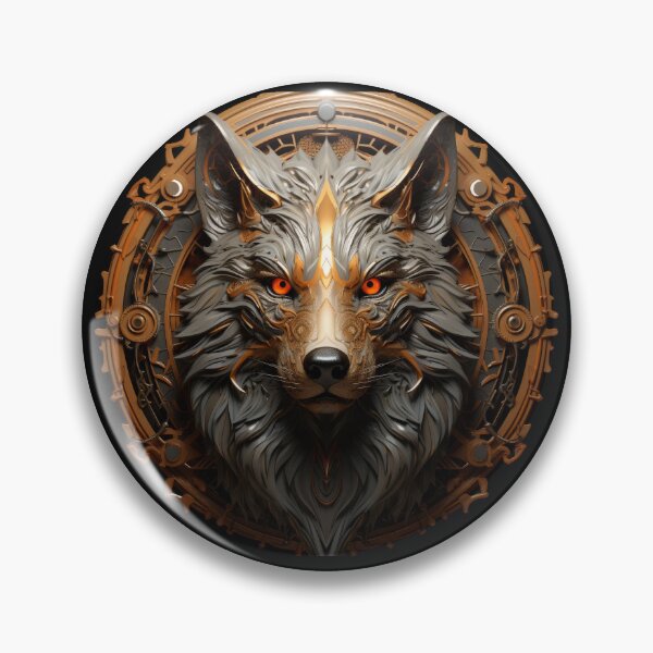 Item preview, Mechanical Wolf Sentinel with Fiery Eyes and Bronze Frame designed and sold by Daagath.