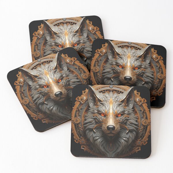 Item preview, Mechanical Wolf Sentinel with Fiery Eyes and Bronze Frame designed and sold by Daagath.