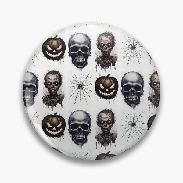 Item preview, Zombie, Skull, Spider's Web and Pumpkin Pattern - Grayscale designed and sold by NightTimeJ.