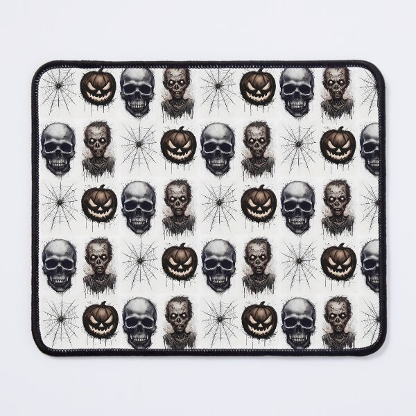 Item preview, Zombie, Skull, Spider's Web and Pumpkin Pattern - Grayscale designed and sold by NightTimeJ.