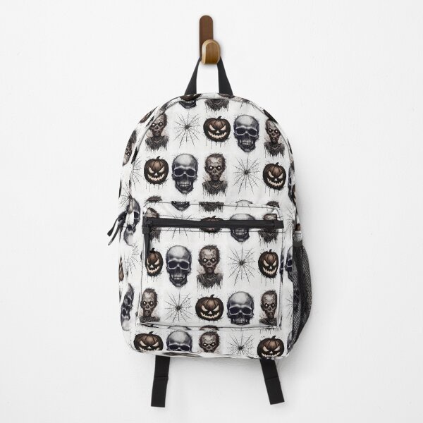 Item preview, Zombie, Skull, Spider's Web and Pumpkin Pattern - Grayscale designed and sold by NightTimeJ.