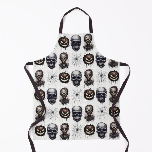 Item preview, Zombie, Skull, Spider's Web and Pumpkin Pattern - Grayscale designed and sold by NightTimeJ.