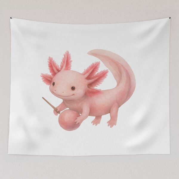 Item preview, Magic Axolotl with Wand and Orb designed and sold by DariaOltes.