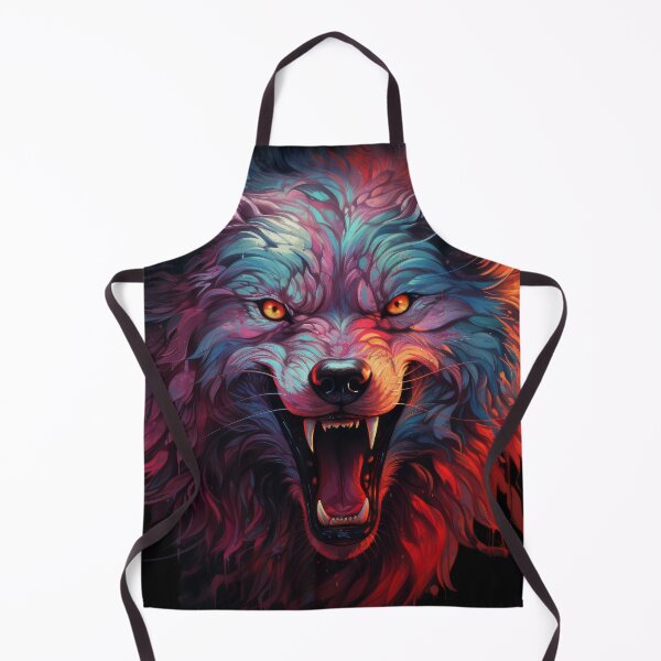 Item preview, Snarling Psychedelic Wolf with Neon Flames and Fangs designed and sold by Daagath.
