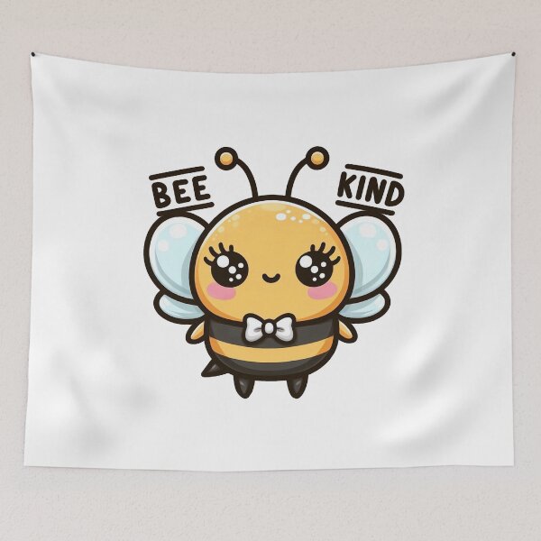 Item preview, Cute Kawaii Bee Kind – Adorable Smiling Bee with Bowtie Illustration designed and sold by SketchOnScreen.