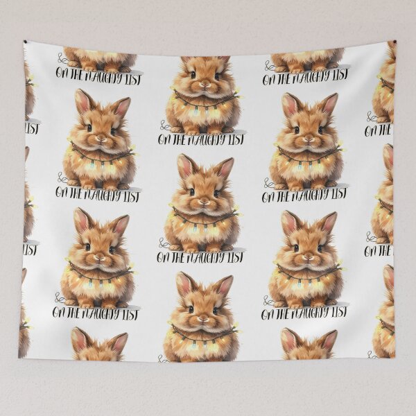 Item preview, Brown lionhead bunny wrapped with Christmas lights, naughty list designed and sold by LiskoDesign.