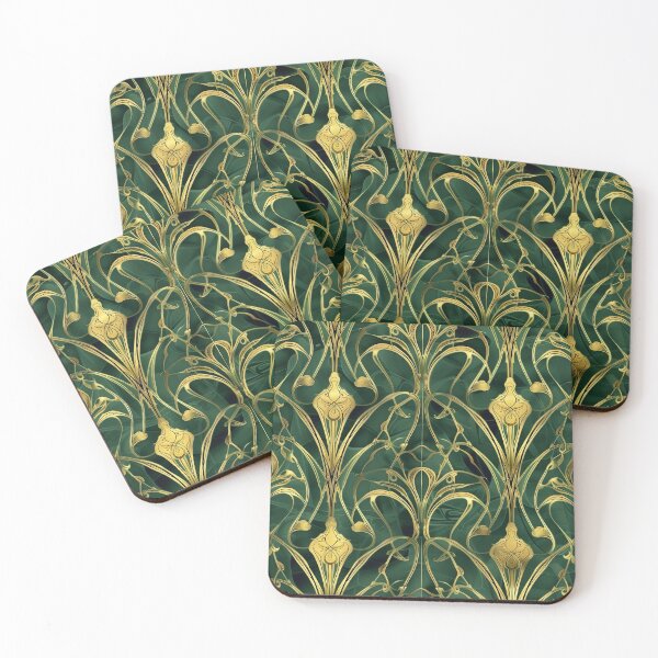 Item preview, Seemles patern of a gold and green jugendstil design N.r 1 designed and sold by Tirsot.