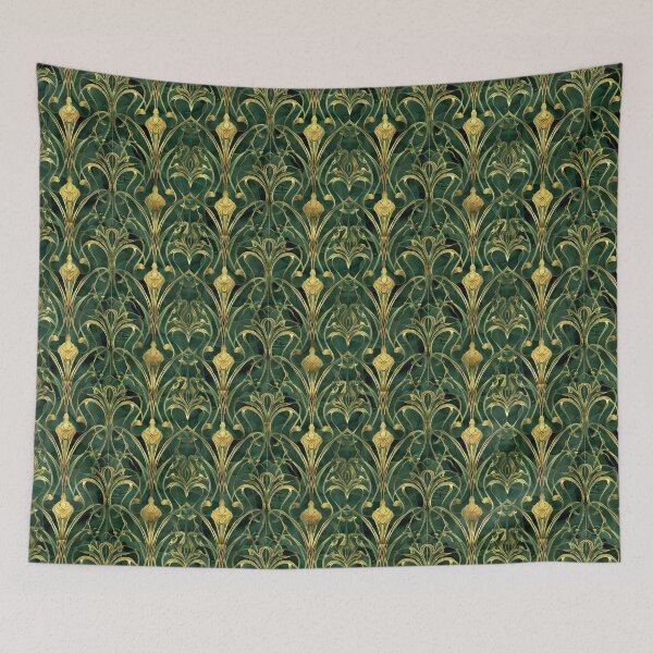 Item preview, Seemles patern of a gold and green jugendstil design N.r 1 designed and sold by Tirsot.