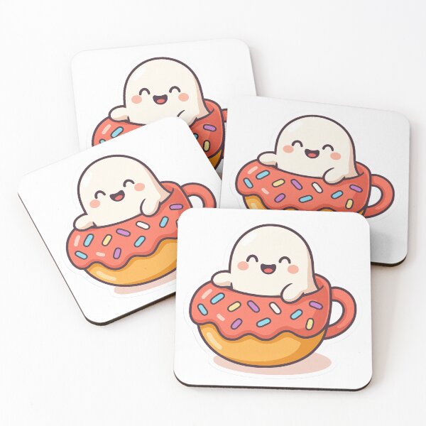Item preview, Happy Ghost in Donut – Kawaii Halloween Sticker designed and sold by jutharat456.