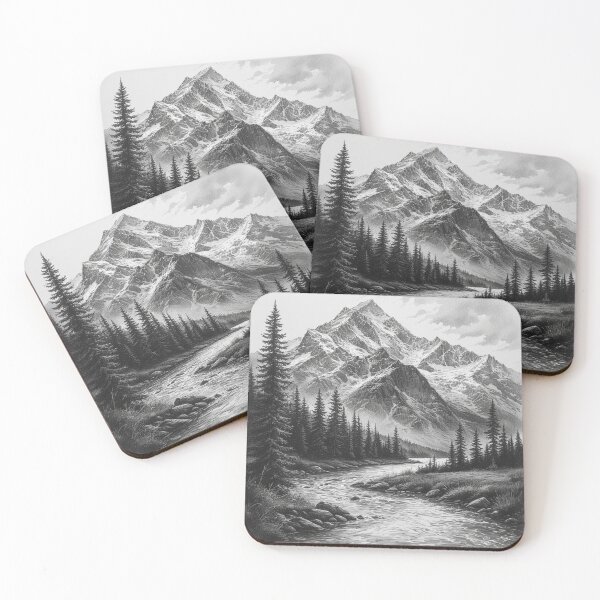 Item preview, "Majestic Mountain Flow – Black & White Wilderness" designed and sold by NaomiRut.