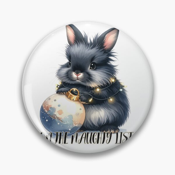 Item preview, Black and grey lionhead rabbit wrapped with Christmas lights, Christmas tree ornament, naughty list designed and sold by LiskoDesign.