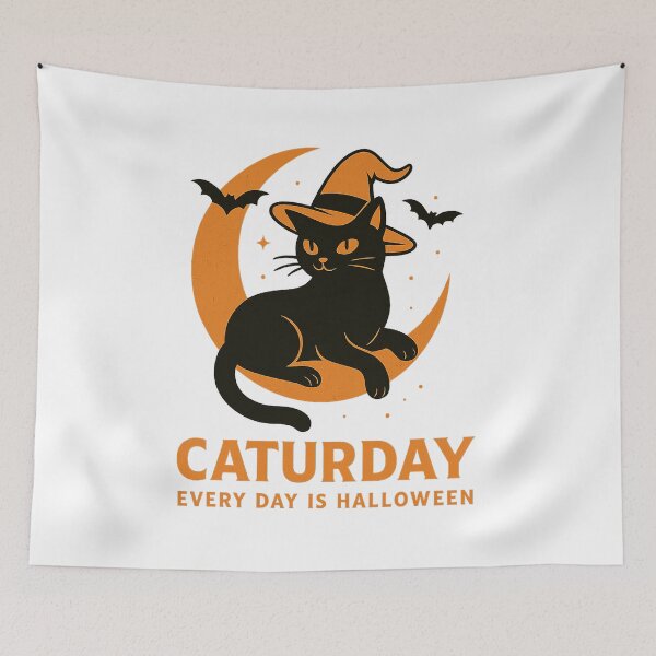 Item preview, Caturday – Every Day Is Halloween Black Cat Witch Design designed and sold by AddictiveDesign.