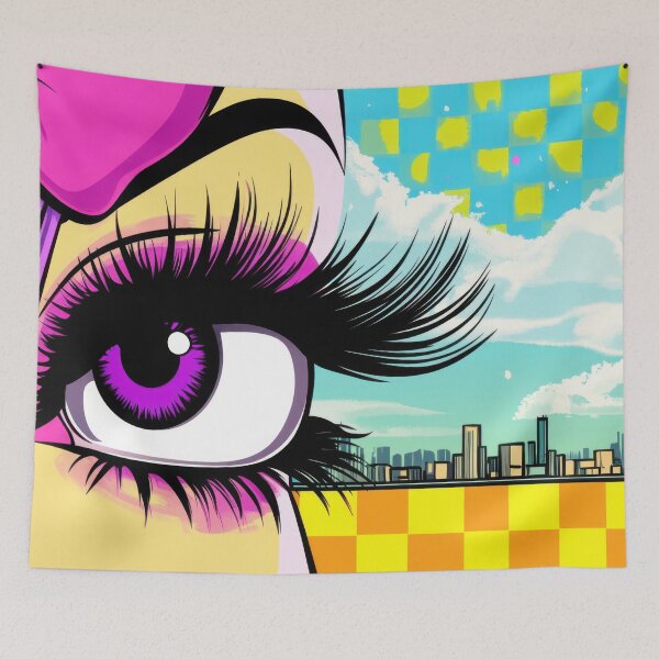 Item preview, Colorful eye art with city skyline designed and sold by anytka.